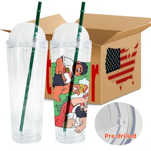 Snowglobe Double Wall Glow in the Dark Pre Drilled Boba Tumbler