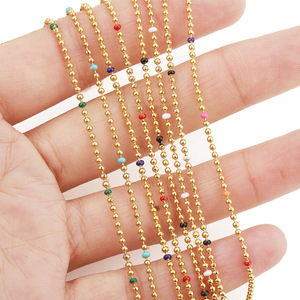 <b>Beaded</b> Chain 18k Gold Enamel Round Stainless Steel Jewelry Findings For Bracelet Making DIY Accessories - Product Image 2