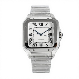 Orologio Meccanico Automatico Quadrato Serie Sandos Dumont per Coppie, in Acciaio Inossidabile con Quadrante Blu e Chiusura a Farfalla - Product Image 1