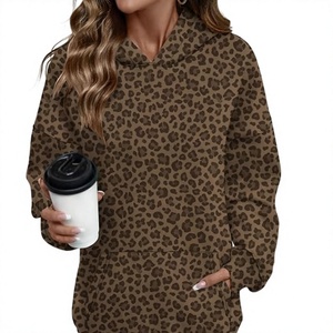 Sudadera con Capucha Extra Grande con Estampado de Leopardo Marrón, Bolsillo Tipo Canguro y Diseño Casual de Manga Larga - Product Image 2