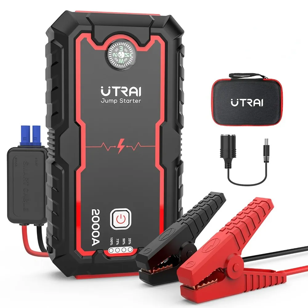 Utrai Auto Jump Starter Power Bank Voertuig Booster Starten Apparaat Emergency Tool 2000A Jumpstart Benzine Diesel Cars Groothandel