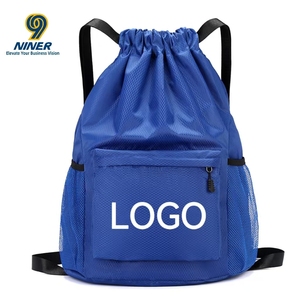 Custom Wholesale Classic Waterproof Polyester Sports Drawstring Backpack New Style Rope Basketball Swimming Training Storage