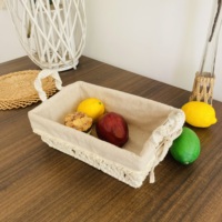 Corbeille à fruits en métal écologique faite à la main avec cadre en fer à corde de coton Doublure détachable-Durable lavable pliable pour une utilisation en cuisine