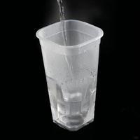 Gobelet carré en PP rigide noir, recyclable et écologique, 22 oz (650 ml), jetable, pour café, jus, thé boba, avec couvercle