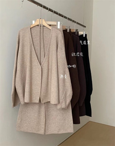 2026 musim dingin baru renda berkumpul mantel kardigan anyaman celana kaki lebar pinggang tinggi wanita rajutan 2 potong Set - Product Image 6