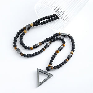 Moda mujer hematita ojos de tigre raya negra collar de piedras preciosas collar con colgante Druzy ovalado - Product Image 3