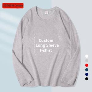 Wholesale 230GSM 100 Cotton <b>Men's</b> Plain Crew Neck Long Sleeve T <b>Shirt</b> Custom Logo Printed Unisex Drop Shoulder Oversized T-<b>Shirt</b> - Product Image 1