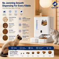 Distributeur automatique de nourriture pour animaux de compagnie moderne avec caméra 2K vision nocturne et réservoirs de 5L pour nourriture/eau pour chiens et chats
