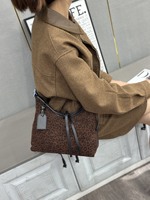 Sac à bandoulière pour femme, grand format, tendance, motif léopard rétro, personnalisé, marron, sac fourre-tout