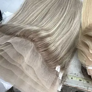 Transparent 13X4 Lace Front Wig Human Hair for Women Bone Straight Natural Real Remy Hair Ash Blonde Highlights Lace frontal