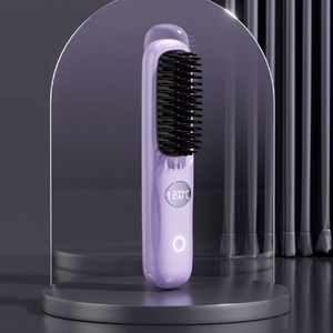 160°/180°/200° Wireless Electric Hair Straightener <b>Comb</b> Brush Travel Home Portable Hair Straightener Brush Type-C Rechargeable - Product Image 3