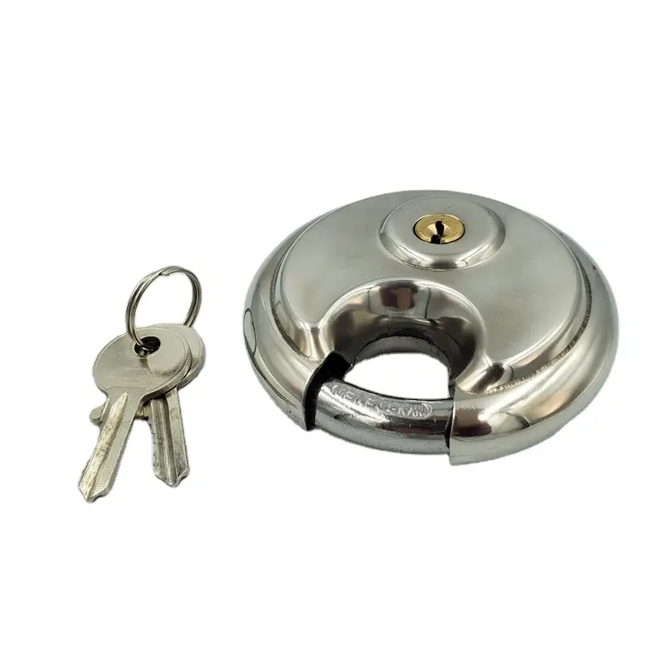 70mm special moon circle shape 201 stainless steel 1.5mm thickness discus padlock brass cylinder lock