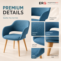 Fauteuil de salon moderne rembourré en tissu avec base en mousse moulée et plastique pour la maison, le bureau, l'école, le salon, la chambre, la salle de réunion