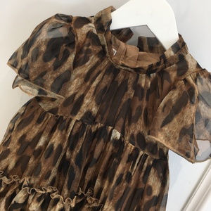 Costume da principessa manica a sbuffo marrone leopardo Twirl Tutu 2-12 anni lungo cotone manica corta traspirante morbido abito da <span class=keywords><strong>bambina</strong></span> - Product Image 2