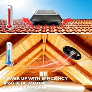 Ventilateur de toit solaire industriel Eco Vent Tools 14'' pour l'extraction de chaleur et la ventilation des greniers, avec moteur DC - Product Image 3