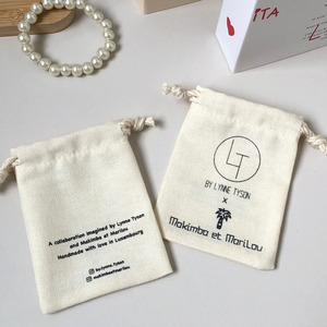Wholesale Natural Custom Logo Printed Cotton Linen <b>Drawstring</b> <b>Bag</b> <b>Makeup</b> Brush Earphone Perfume Storage Cotton Sachet - Product Image 2