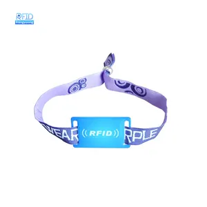 Custom print event wristbands with QR code serial number printing rfid nylon wristband fabric woven for festival