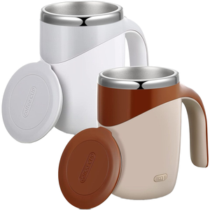 Tasse à café intelligente en acier inoxydable de 400 ml avec couvercle magnétique automatique, design minimaliste, agitateur électrique autonettoyant, écologique - Product Image 2