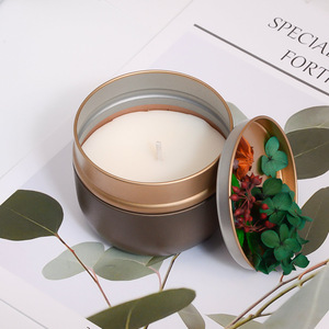 Pot à bougie rond en fer blanc avec couvercle à vis, bougie parfumée à la cire de soja pour la décoration intérieure - Product Image 2