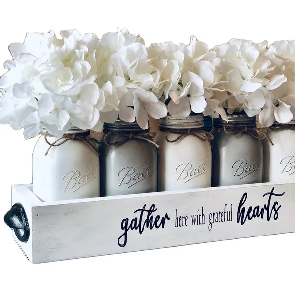 JUNJI Peti Bunga Kayu Dekorasi Kotak Hadiah Pernikahan Tanaman Shadow dengan Toples Mason