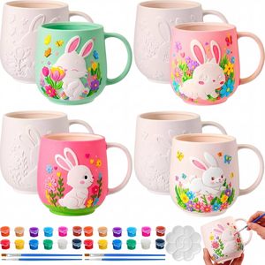 Kit <span class=keywords><strong>de</strong></span> Pintura <span class=keywords><strong>para</strong></span> <span class=keywords><strong>Tazas</strong></span> <span class=keywords><strong>de</strong></span> Cerámica, Kit <span class=keywords><strong>de</strong></span> Pintura DIY con Caja, 4 <span class=keywords><strong>Tazas</strong></span> <span class=keywords><strong>de</strong></span> Café/Té con Diseño <span class=keywords><strong>de</strong></span> Conejo, Pinceles, Set <span class=keywords><strong>de</strong></span> Regalo <span class=keywords><strong>para</strong></span> Manualidades Navideñas - Product Image 1