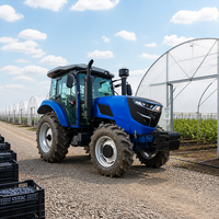 Tracteur à roues 4x4 de 100 CV avec cabine climatisée, système hydraulique robuste, levage haute performance et démarreur électrique pour les tâches agricoles modernes