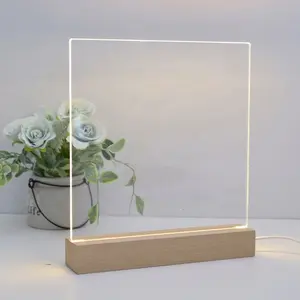 3D Led 쓰기 메시지 보드 달력 야간 램프 나무 조명 램프 DIY 야간 조명 아크릴 보드 나무 기초 따뜻한 흰색 빛