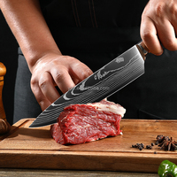 10 couteaux de chef professionnels japonais à motifs laser damas, acier inoxydable, manche en résine noire