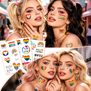 Adesivi per Tatuaggi Temporanei LGBTQ Pride Love Is Love, Non Tossici e Impermeabili, Design Sexy per Viso e Corpo - Product Image 2