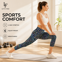 Leggings Capri pour femme Rainbow Leopard, taille haute, effet ventre plat, confortables, extensibles, respirants, en Spandex/Polyester