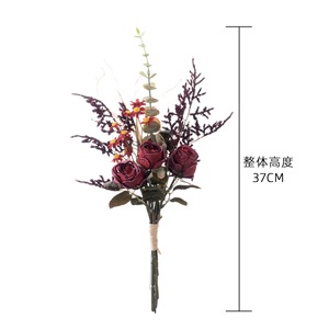 Bouquet de roses brûlées séchées CallaFloral, fleurs artificielles, décoration de mariage, style INS, plantes vertes - Product Image 4