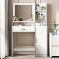 Grande commode blanche Palimder avec 3 niveaux de rangement, 3 modes d'éclairage, luminosité réglable, miroir de coiffeuse, tiroirs, meubles de maquillage