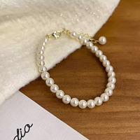 Diseñador clásico, venta al por mayor, cristal de imitación hecho a mano, círculo brillante, pulseras con cuentas de perlas, joyería de moda para mujeres y niñas