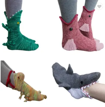 Calze a maglia a coccodrillo a maglia con pesce animale carpa squalo camaleonte calzino a coccodrillo regalo di Natale