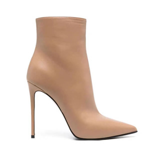 Stivaletti Invernali da Donna alla Moda con Chiusura a Zip, Tacco a Spillo Sottile Color <span class=keywords><strong>Nude</strong></span>, Tacco Termico, Tomaia Sintetica a Tinta Unita, Punta Affusolata - Product Image 2