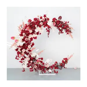 betterlove 2023 New Design Wedding Decoration Red Moon Arch Flower Background for Stage flowers for arch