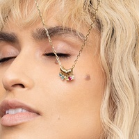 Collier de Naissance en Argent Sterling 925 Plaqué Or 18k de Haute Qualité avec Pendentif Coloré Arc-en-ciel et Breloques Pierres de Naissance pour la Fabrication de Bijoux
