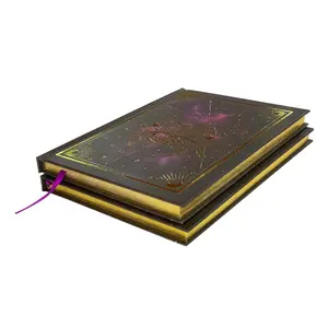 Oem Hardcover Notebooks Aanpasbare Goudfolie Gouden Randen Afdrukken Mooie Dagboek Notebook Compositie Notebook
