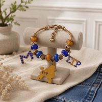 Mode fait à la main perles européennes lettres grecques doré caniche Animal Sigma Gamma Rho sororité Bracelets bijoux pour cadeau