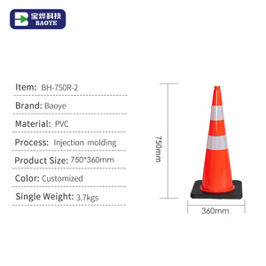 Cono de Tráfico de PVC Naranja de 750 mm con Cinta Reflectante Prismática de Alta Intensidad para Seguridad Vial en Aeropuertos y Carreteras - Product Image 2