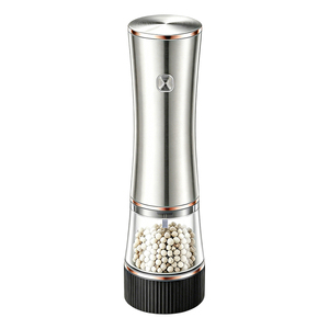 Rechargeable Stainless Steel Salt and <b>Pepper</b> Mill Set with White LED Light Portable Design for Chefs - Product Image 1