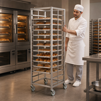 Chariot de boulangerie personnalisable 2026 en acier inoxydable 304, conception à grille de refroidissement ouverte, quatre roues, capacité de charge 300 kg/m, finition brossée pour cuisine