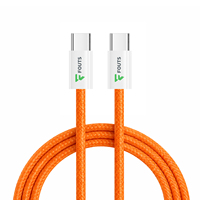 Câble USB-C vers USB-C tressé durable, charge rapide 60W, connecteur fin, couleur orange coordonnée, pour smartphones – Meilleures ventes