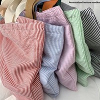 Sac fourre-tout en toile rayé personnalisé brodé à la main, design minimaliste bicolore, grande capacité, fermeture à glissière