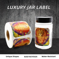 Étiquettes personnalisées de luxe en vinyle adhésif avec feuille d'or, étanches et anti-contrefaçon, pour bouteilles de miel, emballages alimentaires et produits pour animaux de compagnie