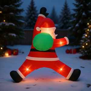 Decoración inflable de Papá Noel iluminada de 4.9 pies con bolsa de regalo, luces LED integradas, decoración para jardín exterior - Product Image 2