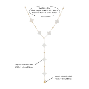 Alla Moda Collana con Ciondolo a Quadrifoglio in <span class=keywords><strong>Acquamarina</strong></span> Naturale Placcata Oro 18K in Acciaio Inossidabile per Donne - Product Image 6