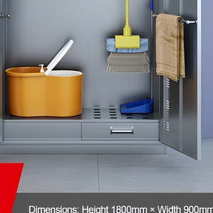 Armoire de nettoyage en acier inoxydable à double porte, organisateur de rangement pour personnel d'entretien, OEM pour usage commercial - Product Image 2