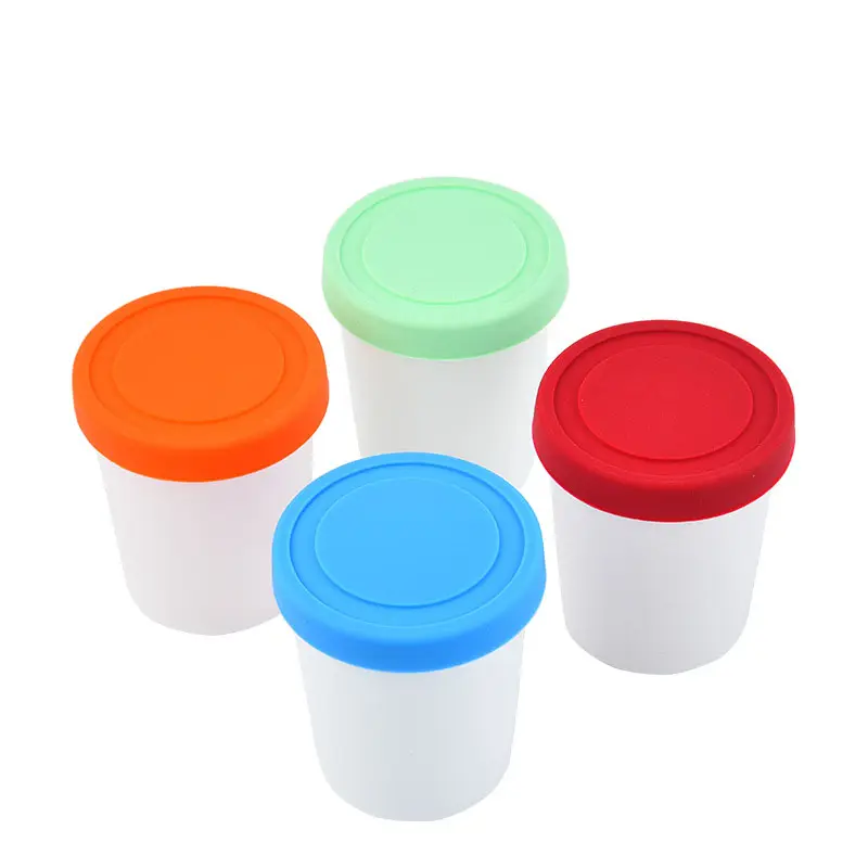 Silicone Reusable Ice Cream Storage Containers for Homemade Freezer, Leak-Free Ice Cream Containers with Lids