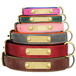 Set di collare <span class=keywords><strong>per</strong></span> cani in pelle personalizzato morbido imbottito <span class=keywords><strong>per</strong></span> cani di piccole dimensioni di medie dimensioni con <span class=keywords><strong>targhetta</strong></span> incisa gratuita - Product Image 2